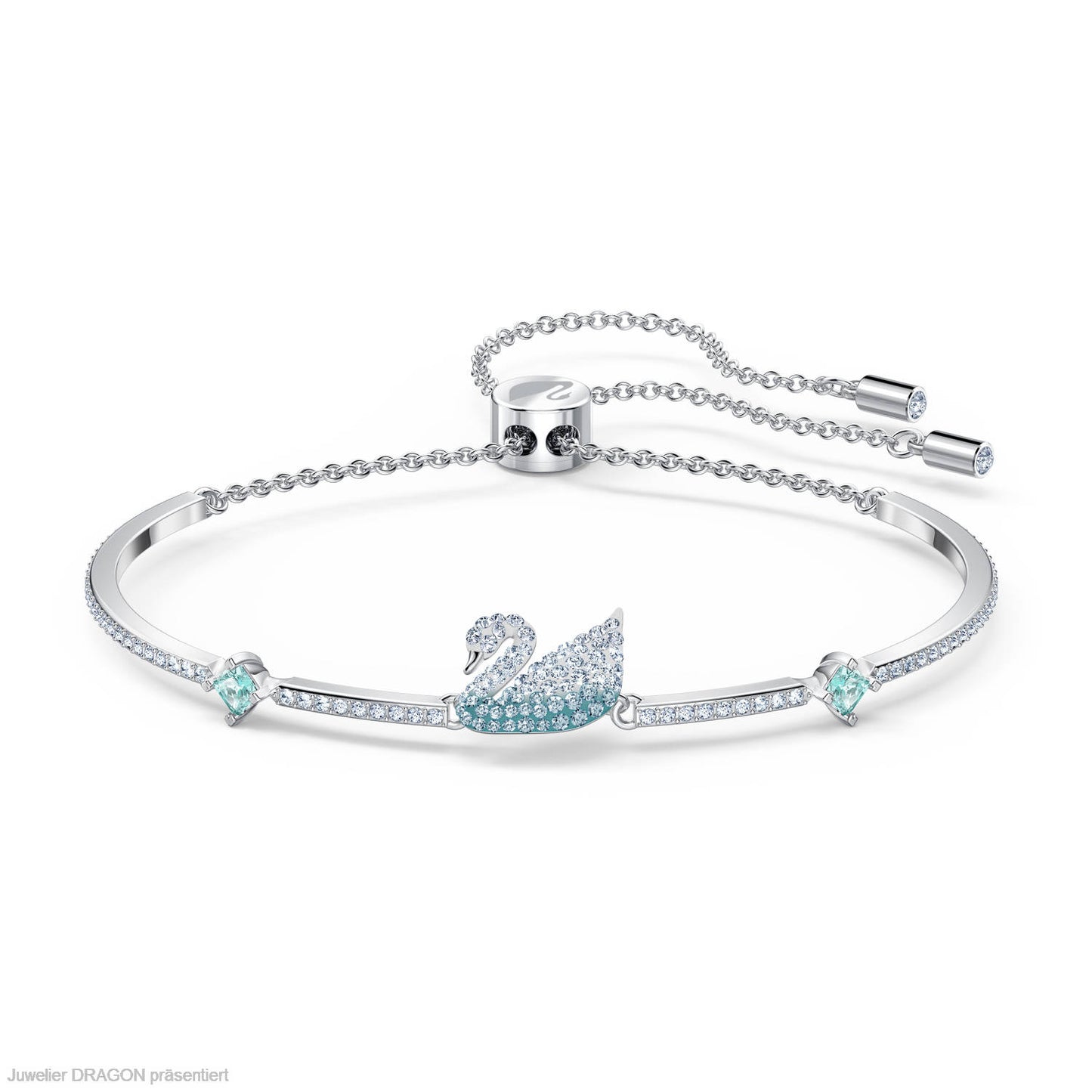 SWAROVSKI Iconic Swan Bangle, blue, rhodium-plated