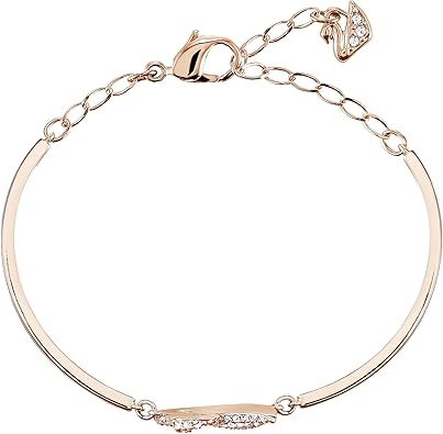 Swarovski Swan Bangle Bracelet, Iconic Swan with Clear Crystal Pavé on a Rose-Gold Tone Finish