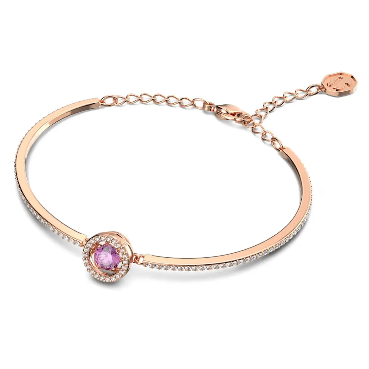 Una bangle Round cut, Purple, Rose gold-tone plated