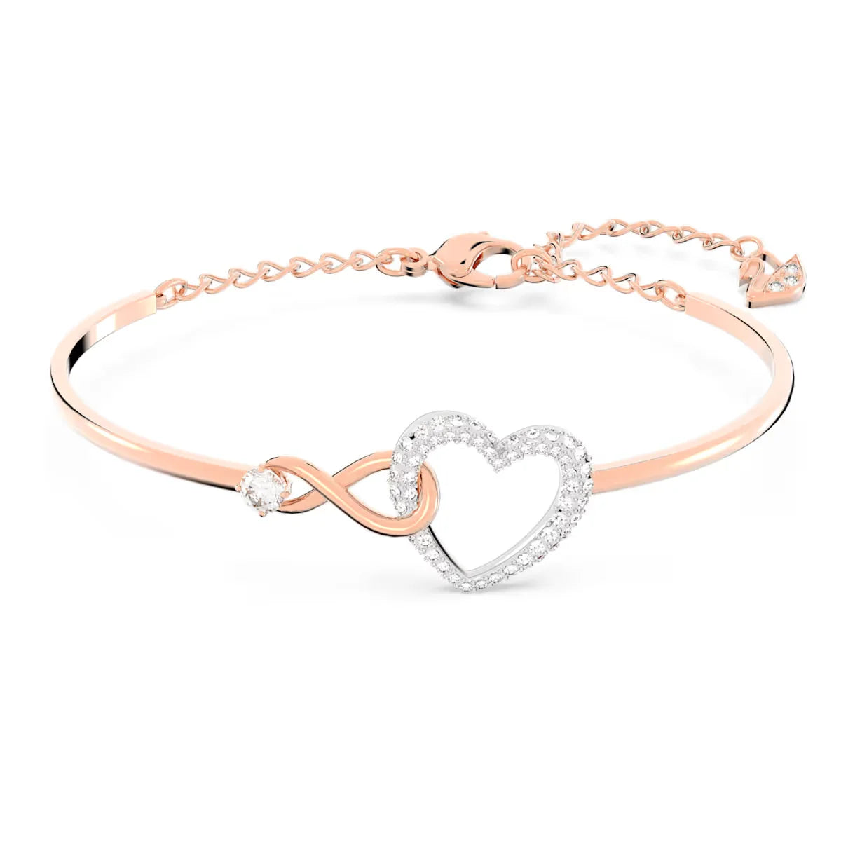 Hyperbola bangle Infinity and heart, White, Mixed metal finish