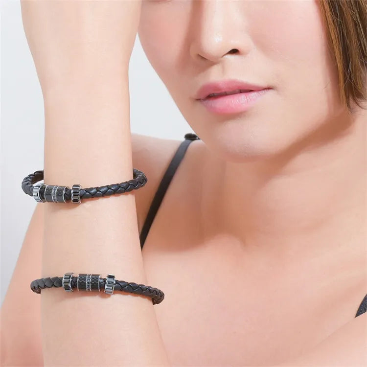 Swarovski Faux Crystal Fortune Bead Bracelet Men's Black