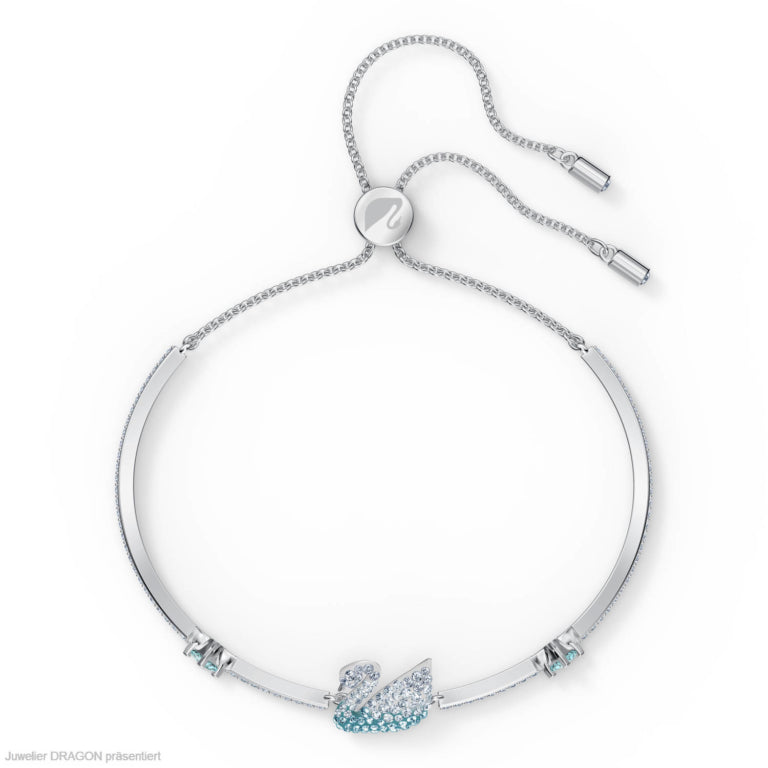 SWAROVSKI Iconic Swan Bangle, blue, rhodium-plated