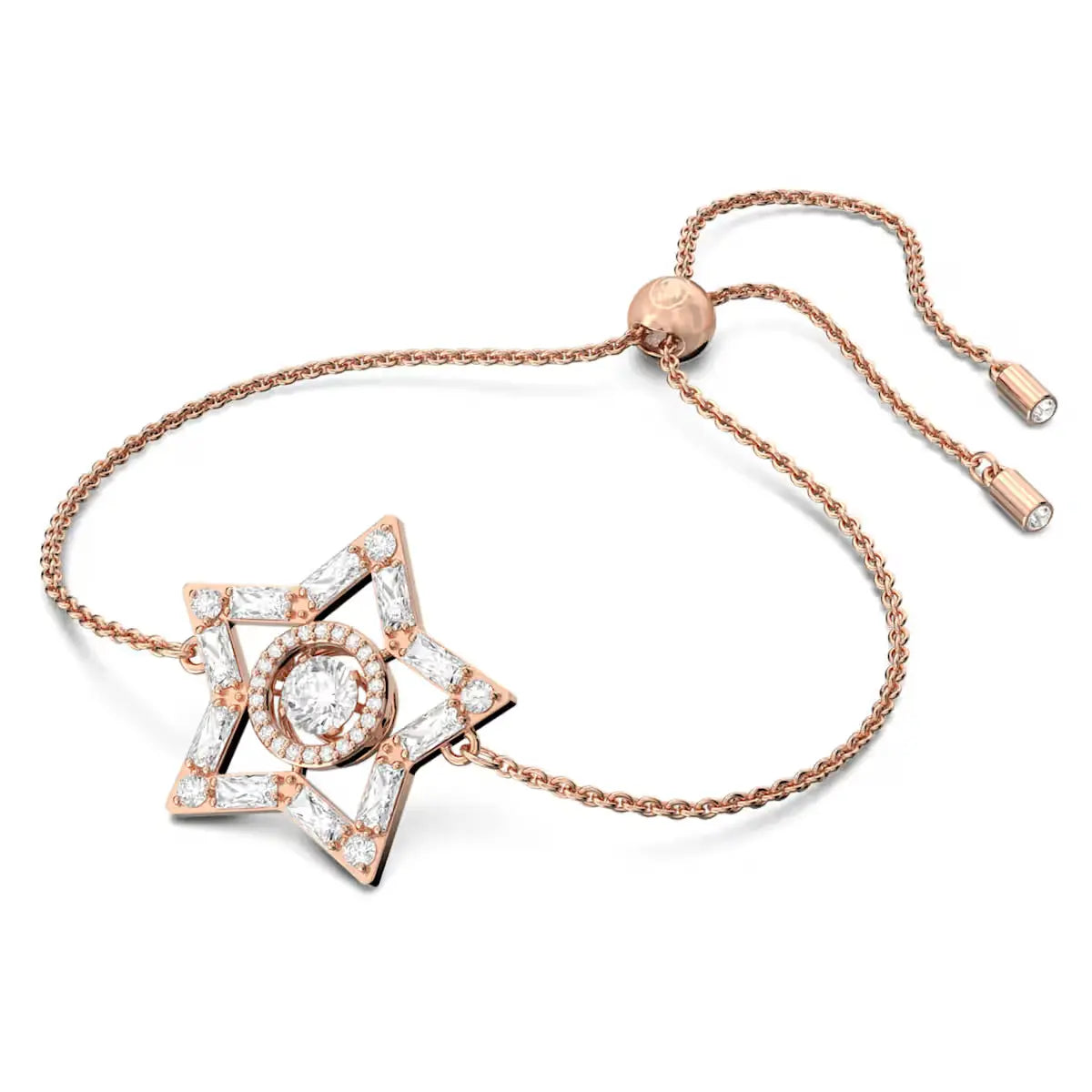Stella bracelet Mixed cuts, Star, White, Rose gold-tone plated