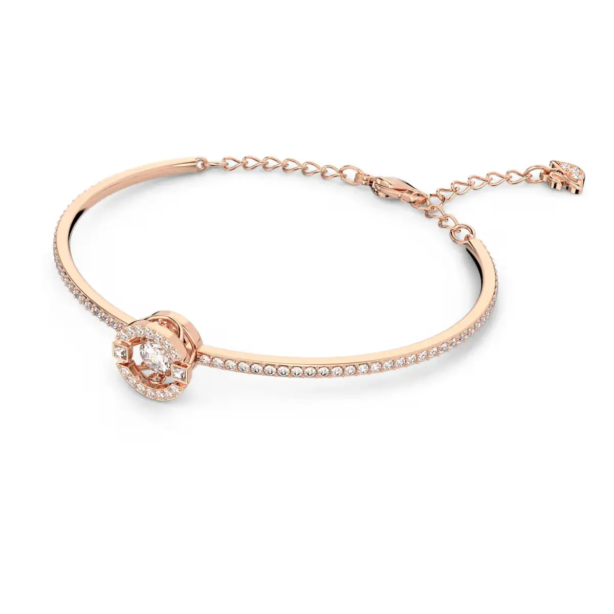 Una bangle Round cut, White, Rose gold-tone plated