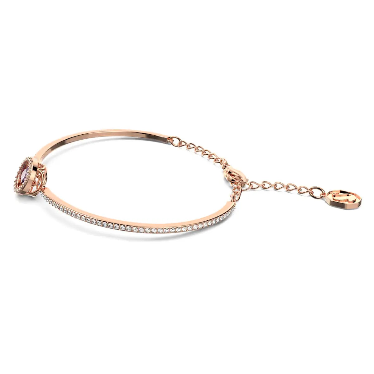Una bangle Round cut, Purple, Rose gold-tone plated