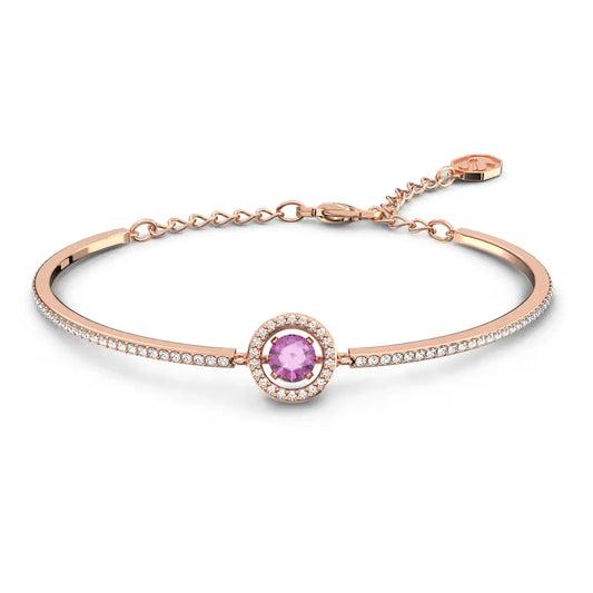 Una bangle Round cut, Purple, Rose gold-tone plated