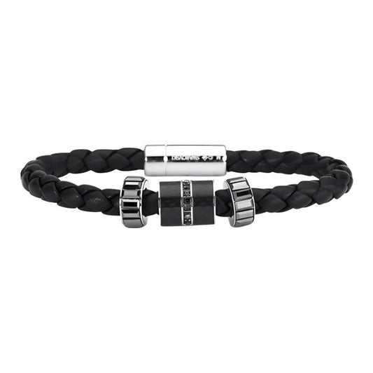 Swarovski Faux Crystal Fortune Bead Bracelet Men's Black