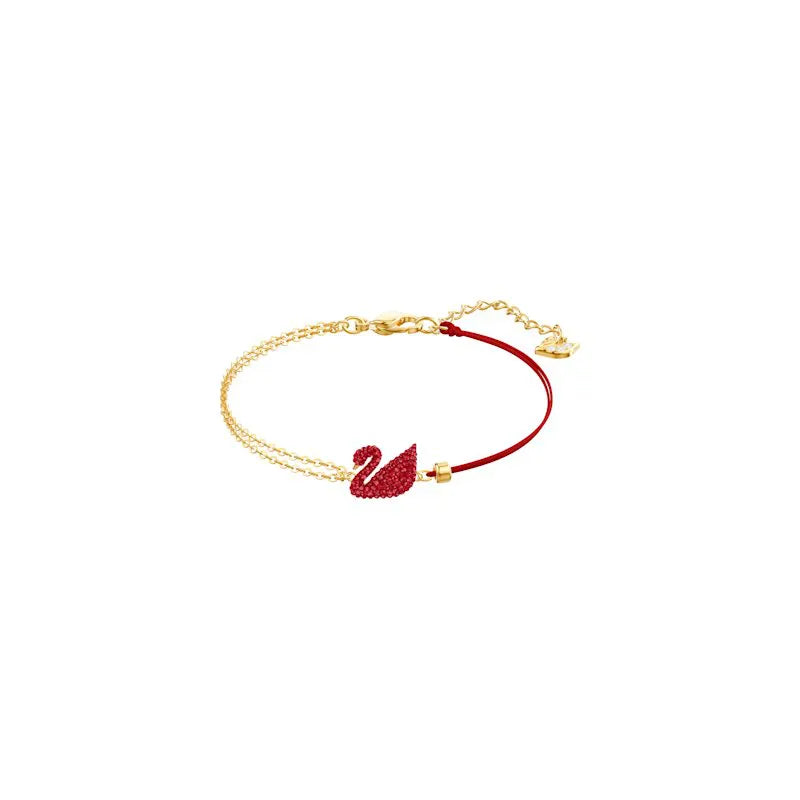 Swarovski Iconic Swan Bracelet, Red, Gold-tone plated