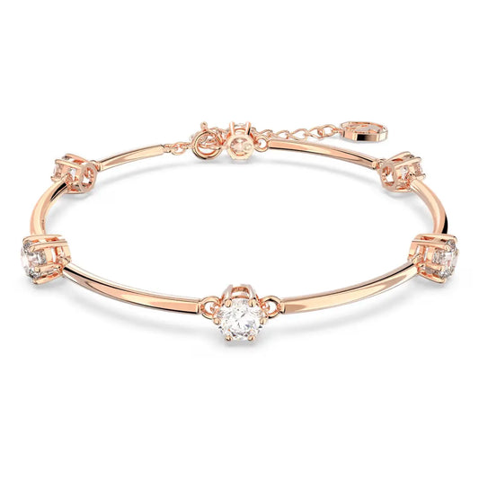 Constella bangle Round cut, White, Rose gold-tone plated