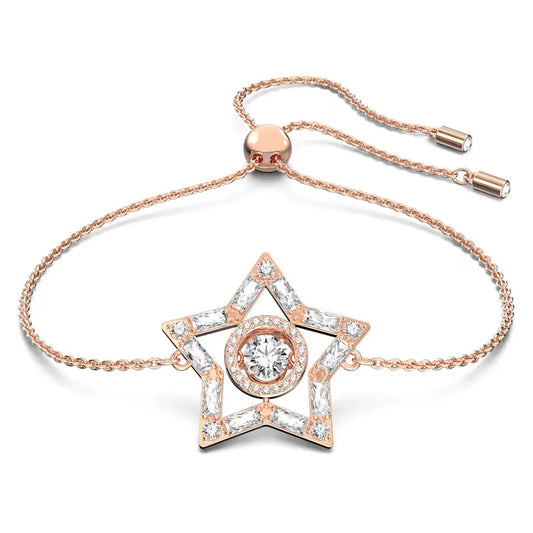Stella bracelet Mixed cuts, Star, White, Rose gold-tone plated