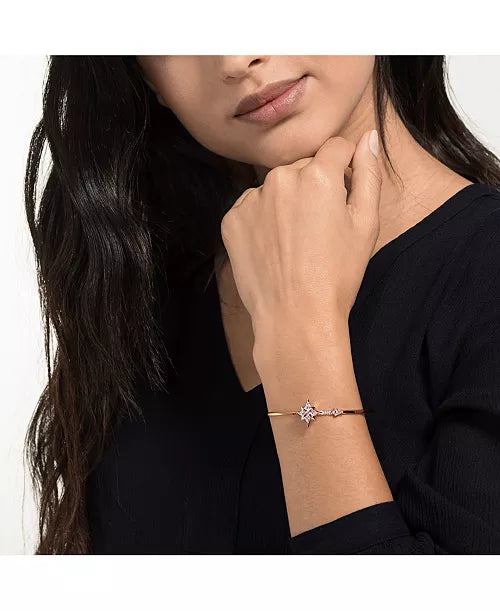 Swarovski Crystal Symbolic Star Bangle Bracelet, Rose Gold-Tone