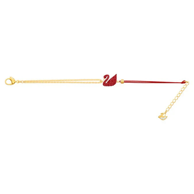 Swarovski Iconic Swan Bracelet, Red, Gold-tone plated